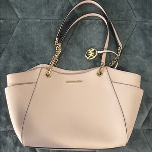 Michael Kors Blush Shoulder Bag with Gold Accents